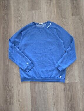 Marine Layer Unisex Cobalt Blue Raglan Sweatshirt L Cozy Embroidered Minimalist